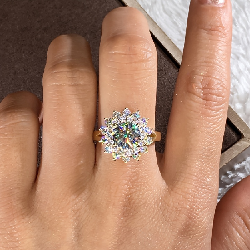 Women's Flower Shape Zirconia Engagement Ring Set - Wedding Bridal